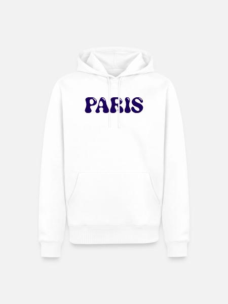 Pariser Glänzende Marineblaue Patentbriefe - Männer Premium Bio Hoodie - Weiß