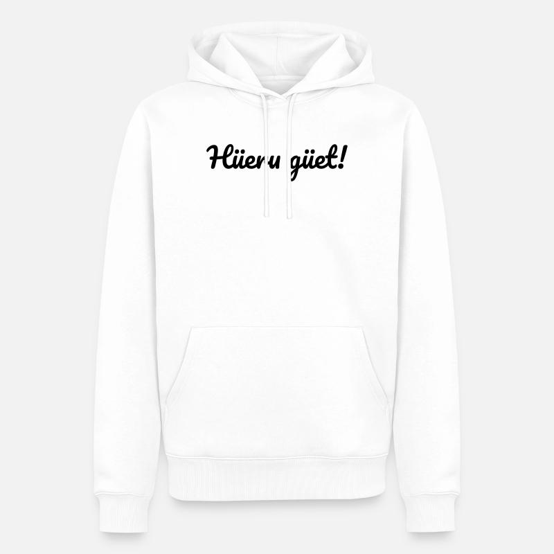 Hüeru güet Walliserditsch Dialekt - Männer Premium Bio Hoodie - Weiß