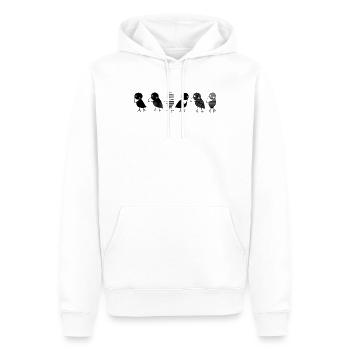 Les corbeaux en un coup d’œil. Corbeaux douillets sur une rangée - Sweat à capuche Premium bio Homme - blanc - Devant - Nico (187cm)