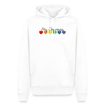 Regenbogenherzchen my journey schwarz - Männer Premium Bio Hoodie - Weiß - Vorne - Nico (187cm)