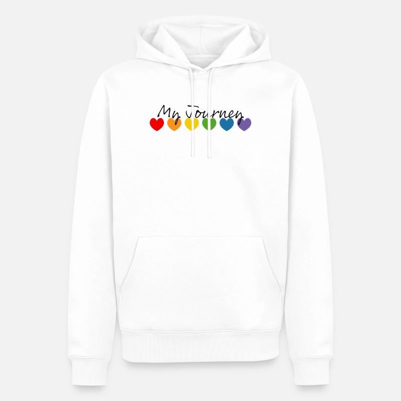 Cœurs arc-en-ciel mon voyage noir - Sweat à capuche Premium bio Homme - blanc