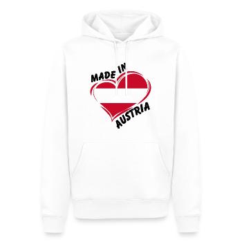 Made in Austria - Männer Premium Bio Hoodie - Weiß - Vorne - Nico (187cm)