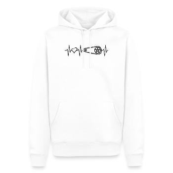 Heartbeat Bicycle Love Vélo Chaîne Pulse Logo - Sweat à capuche Premium bio Homme - blanc - Devant - Nico (187cm)