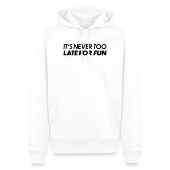 Il n’est jamais trop tard pour s’amuser - Sweat à capuche Premium bio Homme - blanc - Devant - Nico (187cm)