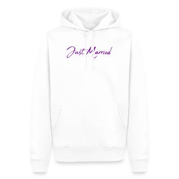 LIEBE. PAAR. GERADE VERHEIRATET. Junggesellinnenabschied. VALENTINSTAG. - Männer Premium Bio Hoodie - Weiß - Vorne - Nico (187cm)