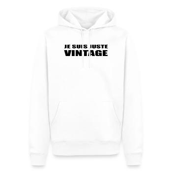 je suis juste vintage - Sweat à capuche Premium bio Homme - blanc - Devant - Nico (187cm)