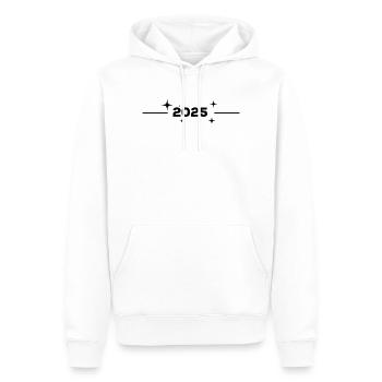 2025 - Jahr - Linie - Jahreswechsel - Männer Premium Bio Hoodie - Weiß - Vorne - Nico (187cm)