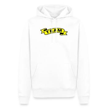 Équipe Banderole - Sweat à capuche Premium bio Homme - blanc - Devant - Nico (187cm)