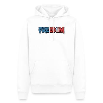 Freedom Typography Statement Design - Men’s Premium Organic Hoodie - white - Front - Nico (187cm)