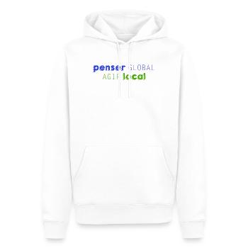Penser GLOBAL, Agir LOCAL - Sweat à capuche Premium bio Homme - blanc - Devant - Nico (187cm)