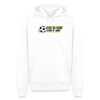 Football_Game jour, tous les jours - Sweat à capuche Premium bio Homme - blanc - Devant - Nico (187cm)