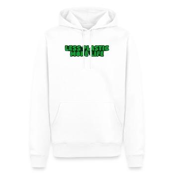 weniger Plastik, mehr Lebensdauer - Männer Premium Bio Hoodie - Weiß - Vorne - Nico (187cm)