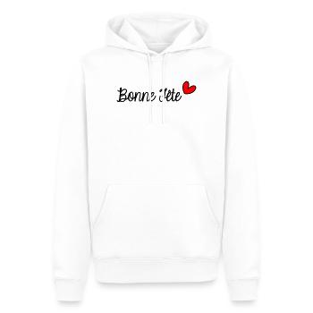 BONNE FÊTE. FÊTE DES MÈRES. FÊTE DES PÈRES. FÊTE - Sweat à capuche Premium bio Homme - blanc - Devant - Nico (187cm)