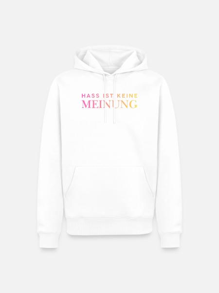 Hass ist keine Meinung - Männer Premium Bio Hoodie - Weiß