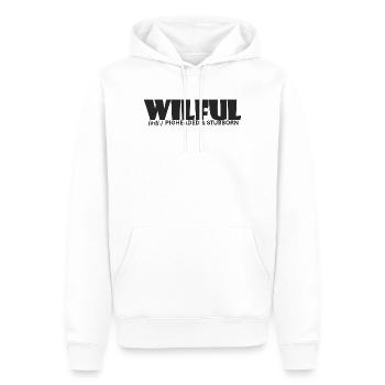 Willensstark, stur und stur - Männer Premium Bio Hoodie - Weiß - Vorne - Nico (187cm)