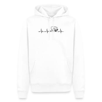 Caravan Camping Heartbeat frequency pulse ECG - Men’s Premium Organic Hoodie - white - Front - Nico (187cm)