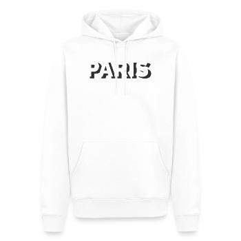 Paris Typografie Logo Schriftzug Grafik Symbol - Männer Premium Bio Hoodie - Weiß - Vorne - Nico (187cm)