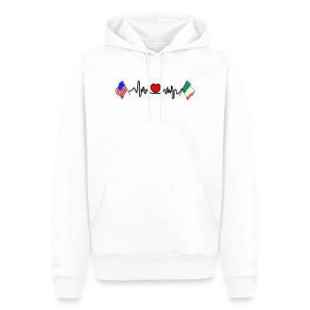 Cardio Heart with USA Flag and Ireland Flag - Men’s Premium Organic Hoodie - white - Front - Nico (187cm)