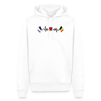 Cardio-Herz mit Flagge Frankreich und Flagge Belgien - Männer Premium Bio Hoodie - Weiß - Vorne - Nico (187cm)
