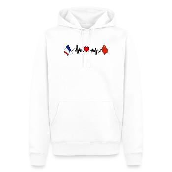 Cardio coeur avec drapeau France et drapeau Chine - Sweat à capuche Premium bio Homme - blanc - Devant - Nico (187cm)