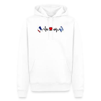 Cardio coeur avec drapeau France et drapeau Israël - Sweat à capuche Premium bio Homme - blanc - Devant - Nico (187cm)
