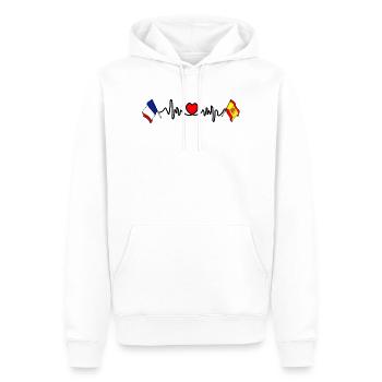 Cardio coeur avec drapeau France et drapeau Espagne - Sweat à capuche Premium bio Homme - blanc - Devant - Nico (187cm)