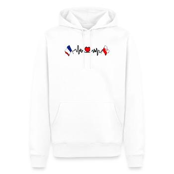 Cardio coeur avec drapeau France et drapeau Pologne - Sweat à capuche Premium bio Homme - blanc - Devant - Nico (187cm)
