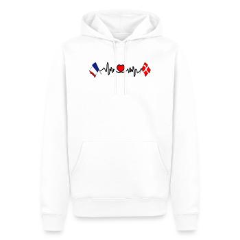 Cardio coeur avec Drapeau France Drapeau Danemark - Sweat à capuche Premium bio Homme - blanc - Devant - Nico (187cm)