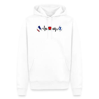 Cardio coeur avec drapeau France et drapeau Finlande - Sweat à capuche Premium bio Homme - blanc - Devant - Nico (187cm)