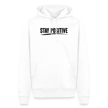 Restez positif - Sweat à capuche Premium bio Homme - blanc - Devant - Nico (187cm)