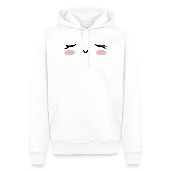 Kawaii mit dem Gesicht schlafend, die Augen geschlossen - Männer Premium Bio Hoodie - Weiß - Vorne - Nico (187cm)