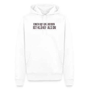 Einer von uns beiden ist klüger als du - Männer Premium Bio Hoodie - Weiß - Vorne - Nico (187cm)
