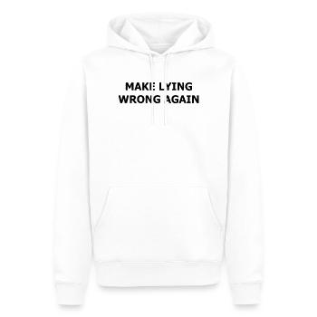 make_lying_wrong_again_blk - Männer Premium Bio Hoodie - Weiß - Vorne - Nico (187cm)
