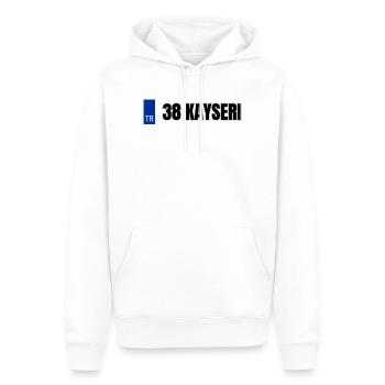 38 Kayseri Kennzeichen | Türkisches Kennzeichen - Männer Premium Bio Hoodie - Weiß - Vorne - Nico (187cm)