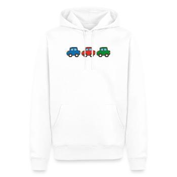 Trois voitures - Sweat à capuche Premium bio Homme - blanc - Devant - Nico (187cm)