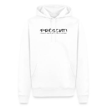 Présent parce qu on m a forcé à venir - Sweat à capuche Premium bio Homme - blanc - Devant - Nico (187cm)