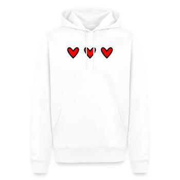 HERZ. HERZ. HEILIGER VALENTINSTAG. LIEBE. LIEBE. PAAR. - Männer Premium Bio Hoodie - Weiß - Vorne - Nico (187cm)