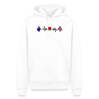 Cardio coeur avec drapeau Australie et drapeau Angleterre - Sweat à capuche Premium bio Homme - blanc - Devant - Nico (187cm)