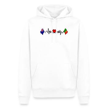 Cardio coeur avec drapeau Australie et drapeau Portugal - Sweat à capuche Premium bio Homme - blanc - Devant - Nico (187cm)
