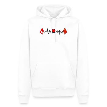 Cardio coeur avec drapeau de la Suisse, drapeau de la Chine - Sweat à capuche Premium bio Homme - blanc - Devant - Nico (187cm)