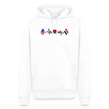 Cardio heart avec drapeau des États-Unis et de l’Irak - Sweat à capuche Premium bio Homme - blanc - Devant - Nico (187cm)
