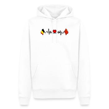 Cardio heart, Drapeau Belgique, drapeau Chine - Sweat à capuche Premium bio Homme - blanc - Devant - Nico (187cm)