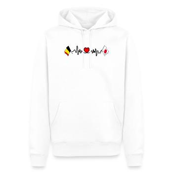 Cardio-Herz Flagge Belgien, Flagge Japan - Männer Premium Bio Hoodie - Weiß - Vorne - Nico (187cm)