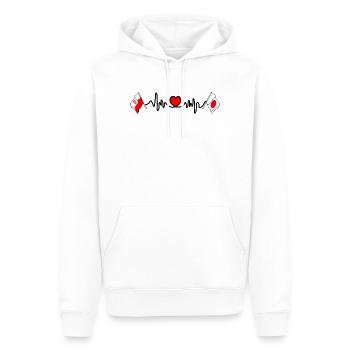 Cardio-Herz Flagge Polen, Flagge Japan - Männer Premium Bio Hoodie - Weiß - Vorne - Nico (187cm)