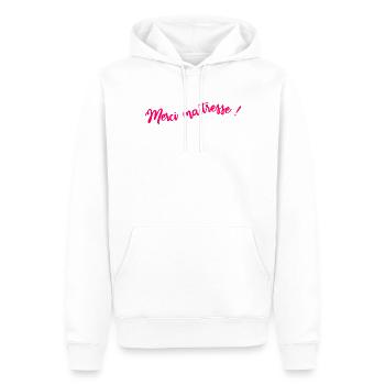 GELIEBTE. VIELEN DANK. DANKE HERRIN - Männer Premium Bio Hoodie - Weiß - Vorne - Nico (187cm)