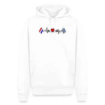 Cardio heart avec Flag Pays-Bas, Frise - Sweat à capuche Premium bio Homme - blanc - Devant - Nico (187cm)