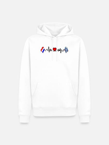 Cardio-Herz mit Flagge Niederlande, Friesland - Männer Premium Bio Hoodie - Weiß