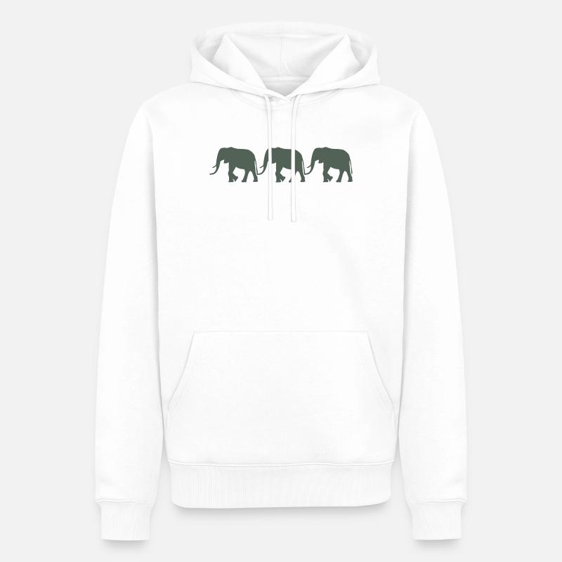 Éléphants - Sweat à capuche Premium bio Homme - blanc