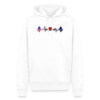 Cardio heart avec drapeau des États-Unis et drapeau du Kansas - Sweat à capuche Premium bio Homme - blanc - Devant - Nico (187cm)