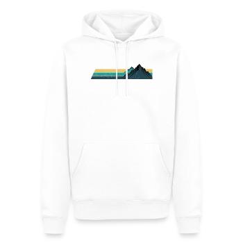 Rétro montagne coucher de soleil rayures - Sweat à capuche Premium bio Homme - blanc - Devant - Nico (187cm)